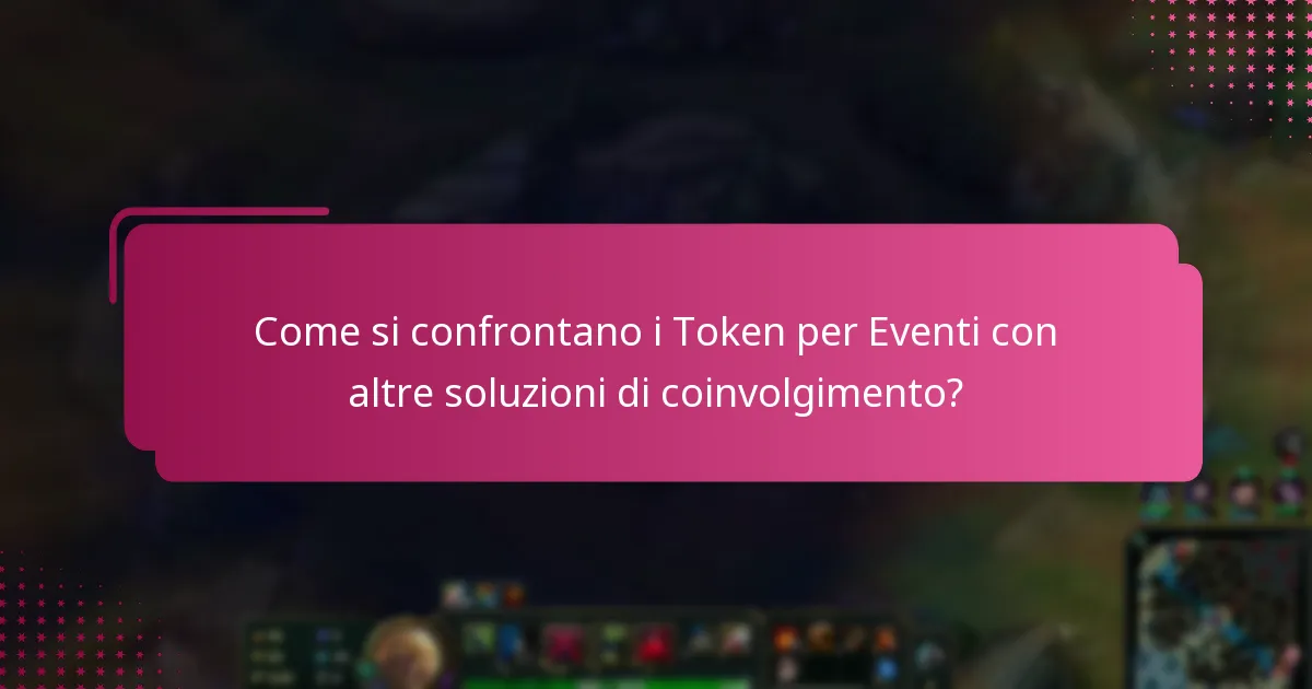 Come si confrontano i Token per Eventi con altre soluzioni di coinvolgimento?